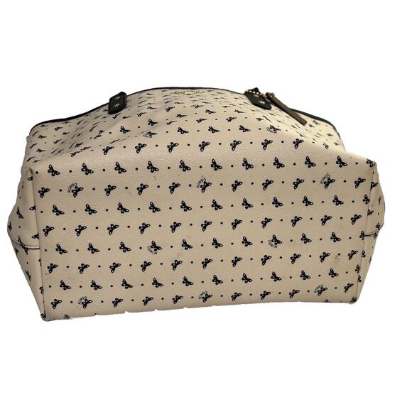 Authentic COACH Butterfly Dot Print City Top Zip Carry All Tote Ivory/Black - Picture 3 of 8
